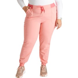 Cherokee Women Mid-Rise Pull-On Scrub Jogger Pant with 4 Pockets and Elastic Jogger Waist Plus Size CK138A, 2XL, Sugar Melon