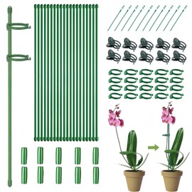 Plant Sticks Support,Realure Orchid Sticks, Plant Stakes,20PCS 30cm Plant Rod with 20PCS Ring Buckle, 10PCSConnecting Tube,10 Plant Clips,10 Plant Ties,for Orchids, Peonies, Climbing Plants