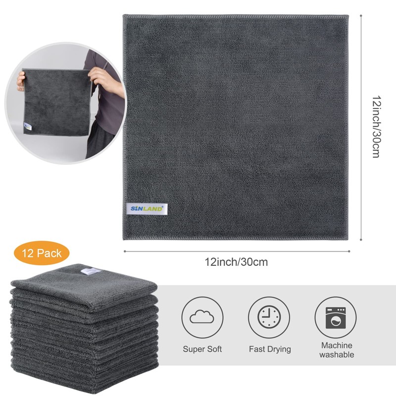 SINLAND Microfiber Cleaning Cloth Rag Super Absorbent Kitchen Dish Cloths