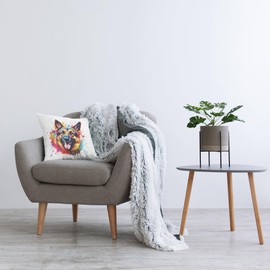 Stupell Industries German Shepherd with Splatter Indoor Printed Throw Pillow, 18 x 18, Multi-Color