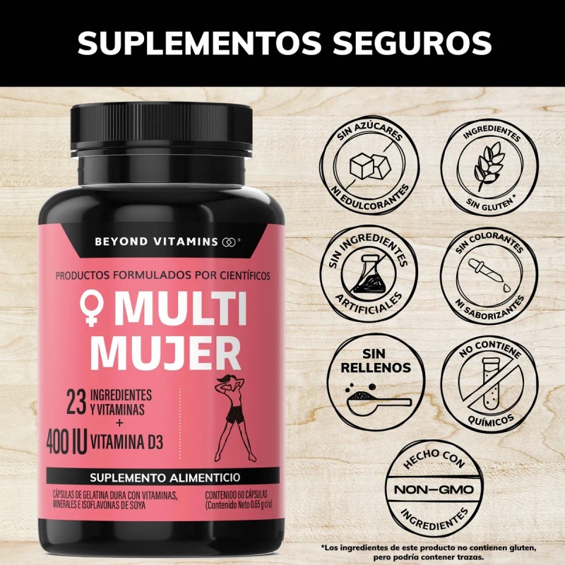 Kit 1 Multivitaminico Mujer + 1 Magnesio Complex Sin Sabor