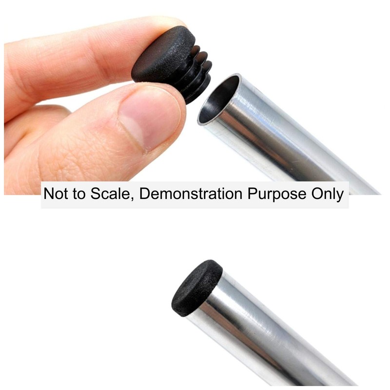 37mm Plastic End Caps, Black Round Tube Inserts, Pack of