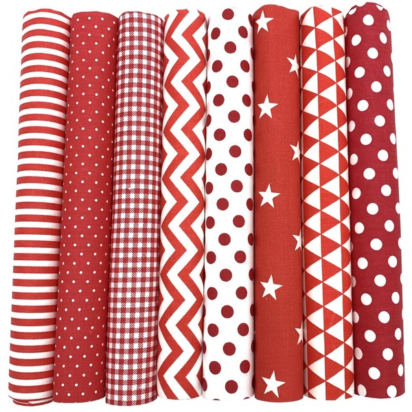 EDGEAM Pack of 8 Fabrics for Sewing 50 x 50
