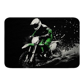 Feelyou Dirt Bike Bathroom Rugs 20"x32" Racing Themed Bath Mats for Bathroom Ultra Soft Racing Motocross Rider Bath Rugs for Shower Tub for Kids Boys Girls Motorcycle Bathroom Accossories Motorbike