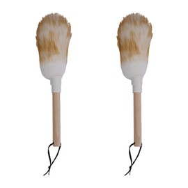CENPEK Lambswool Duster Set of 2 - Wooden Handles with Hanging Rope, Washable and Reusable Small Hand Duster for Cleaning Walls, Plants, and Hard-to-Reach Areas