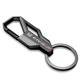 iPick Image Compatible with Honda Civic Si Gunmetal Black Carabiner-Style Snap Hook Metal Key Chain