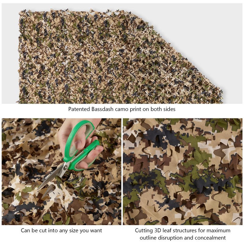 BASSDASH Camo Netting Camouflage Mesh Water Resistant for Hunting Blind