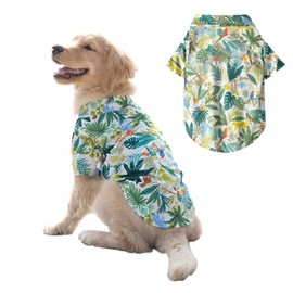 Dog Hawaiian Shirt, Summer Pet Clothes Cool Breathable Costume Beach T-shirt for Medium Large Dog_7XL(Green)