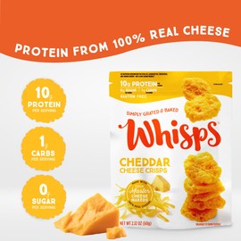 Whisps Cheese Crisps Cheddar Cheese | Protein Chips | Healthy Snacks | Protein Snacks, Gluten Free, High Protein, Low Carb Keto Food (2.12 Oz, 3 Pack)
