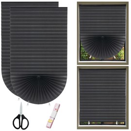 KASURE 2 Pack Temporary Blackout Blinds, 90 X 180 CM Black No Drill Blinds, Stick on Blinds for Windows, for Bedroom, Kitchen, Loft & Travel RV Car, Comes with 4 Clips, 1 Tape Measure, and 1 Scissor