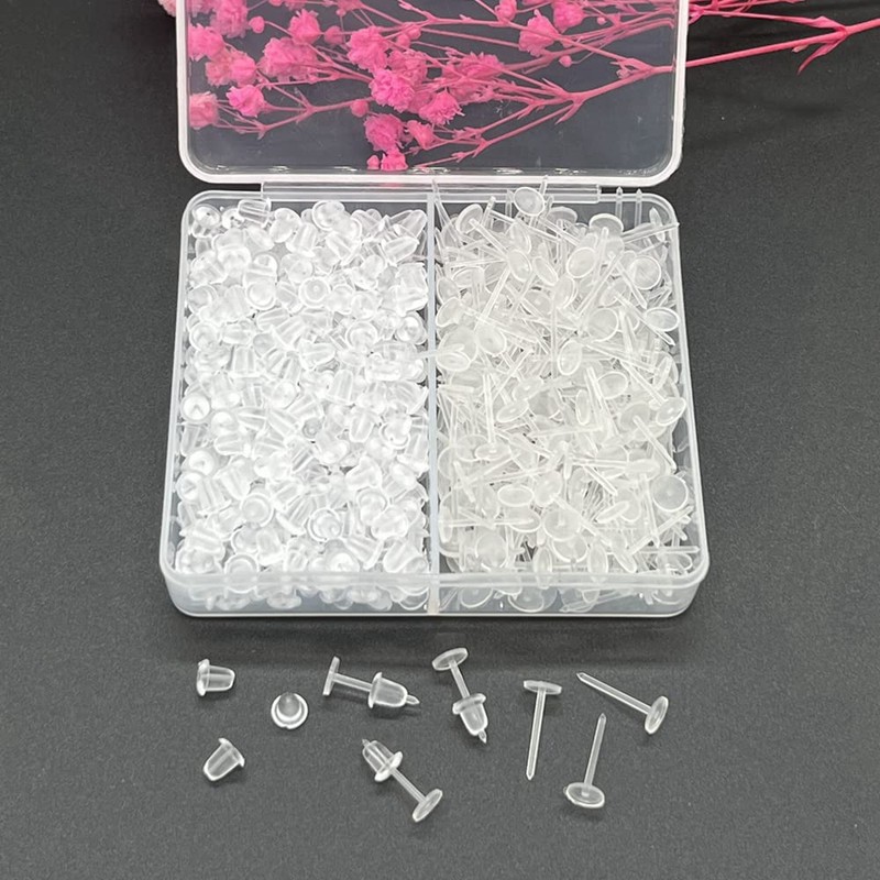 Clear Earrings for Work,300 Pairs Clear Stud Earrings and Earring