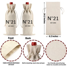 21st Birthday Gifts for Her, N°21 EST.2004 Keepsake Wine Bag, 21st Wine Bag, 21 Year Old Birthday Decorations for Women Men, 21 Party Birthday for Her Him Twenty-one