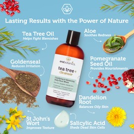Era Organics Purifying Tea Tree Oil Face Wash - Balancing Cleanser for Oily, Blemish-Prone Skin with Salicylic Acid - Sulfate-Free, Fragrance Free, Made in USA