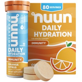 Nuun Immunity Electrolyte Tablets with Vitamin D, C, E, & A, Ginger, Elderberry, Magnesium & 4 Other Essential Electrolytes, Vegan, Orange Citrus, 8 Pack (80 Servings Total)