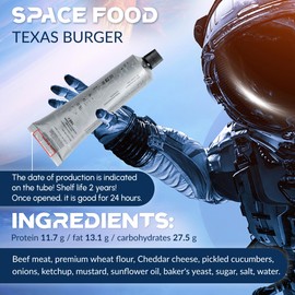 Texas Burger Space Food Beef Cheeseburger Russian Astronaut Food MRE Hiking Rations Survival Freeze Dried Food Camping Tube 115 Gr (4.05 Oz)