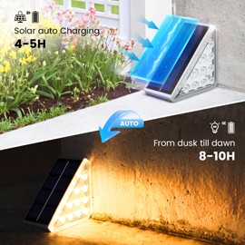 JOFIOS Solar Step Lights for Outside,16pack Solar Step Lights Outdoor Waterproof IP67,Stair Lights Outdoor,Stair Lights Outdoor Solar Power,Patio,Front Step,Deck(Warm Lights)…