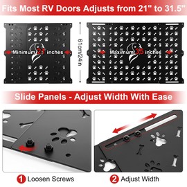 Gisafai RV Screen Door Protector for Dogs, Adjustable Aluminum Guard Grille Fits 22"–31.5" Wide Camper Entry Door, Dog Paw and Bone Cutouts, Pet Safety Barrier for RV Trailer Motorhome(24'' High)