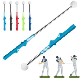 Xinambyh Retractable Golf Swing Training Aid:Golf Grip Trainer,Swing Trainer with Swing Sound Prompt,Feedback,for Beginners.Golf Accessories for Indoor Practice-Strength,Tempo Training.(Royal Blue)