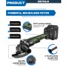 Excited Work 20V Cordless Angle Grinder, 7500RPM Brushless Motorwith 2PCS