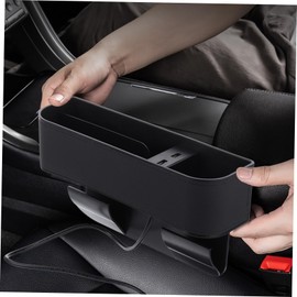 Parliky USB Car Seat Storage Organizer Leather Car Seat Gap Filler with Charging Ports Practical Storage Box for Phones Wallets