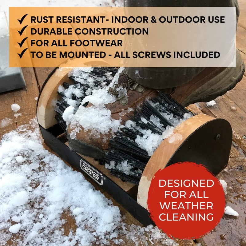 Heavy Duty Wooden Shoe Brush Cleaner Outdoor Floor Mount or