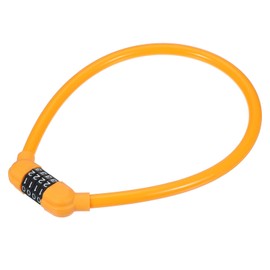 MECCANIXITY 2 Feet x 1/2 Inch Bike Lock Cable, 4 Digit Resettable Combination Security Cable Lock Self Coiling Cable Lock Bike Bicycle Lock Combination Portable Lock Orange Pack of 1