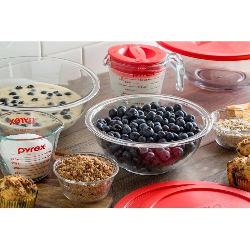 Pyrex 3 Piece Glass Mixing Bowl Set with 1, 1.5,