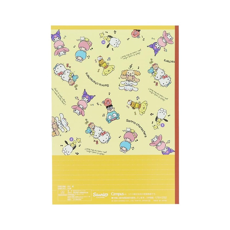Sunstar Stationery Sanrio Character Notebook, Campus Notebook, A Ruled, 5