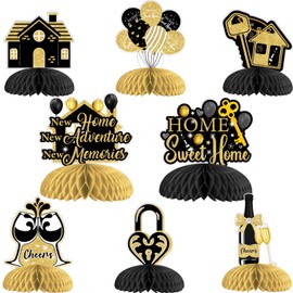 kreat4joy House Warming Party Decoration, 8pcs Home Sweet Home Decoration Table Honeycomb Centerpiece Double-Sided Printing for Housewarming Party Decoration