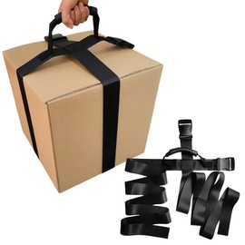 Box Carrying Strap with Handle,Adjustable Belt, Cross Style Carry Straps, Lift, Carry, and Secure Boxes, Luggage, Groceries, and Heavy Objects Safely and Efficiently, Black