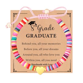 TAGOMEI 8th Grade Graduation Gifts for Her Girls 2025 Graduation Gifts Graduation Heart Charm Bracelet with Card for Girls Daughter Granddaughter Niece Sister Friends as Graduation Decorations 2025