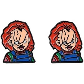 Chucky Horror Movie Doll Character Metal Enamel Stud Earrings