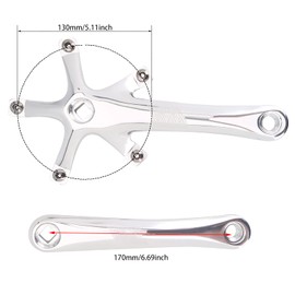 Aluminium Alloy Single Speed Crankset, 110 BCD Crank Arms for Fixed Gear Bike (Silver)