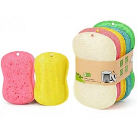 Lumbor37 Fibras para Trastes 5 PCS, Estropajo de Cocina, Esponja de Doble Cara para Platos, Adecuado para Llimpiar Platos y Ollas