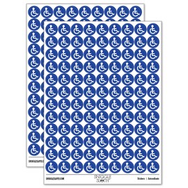 Sniggle Sloth Handicap Disabled Wheelchair Access Icon 200+ Round Stickers - Matte Finish - 0.50" Size - Dark Blue