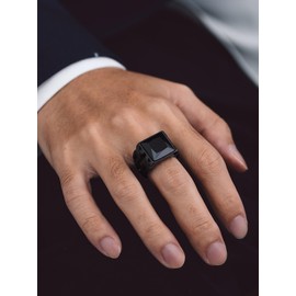 Bandmax Black Band Ring for Men Women Celtic Knot Engagement Ring Wedding Ring Black Onyx Signet Ring Black Gemstone Cocktail Ring Size 9