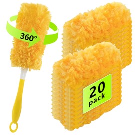 20 Pack Duster Refills Compatible with Flash Dust Magnet, 360° Multi-Surface Duster Replacement with 1 Handle,Disposable Fluffy Dusters Magnet Refills for Cleaning Furniture,Car,Office,School,Blinds