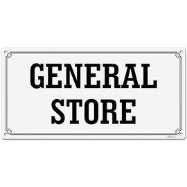 Berylunx 6 x 12 inch General Store Rust-Free Aluminum Signs for Home Office and Business, Metal Signs for Door White Rounded Corners, Durable, Long Lasting