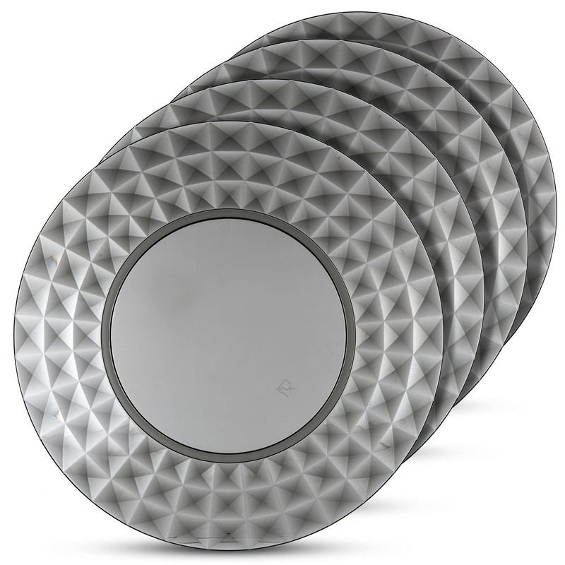 LIVIVO Prism Diamond Etched Plastic Acrylic Plates for Special Occasions