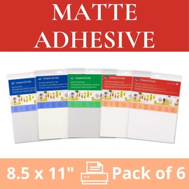 Grafix Computer Adhesive Backed 8.5 x 11” Matte, Pack of 6 – Self-Stick Printable Film for Creating Custom Journals, Stickers, Photos, Jewelry and More, Ink Jet Printers Only, 8.5" x 11"