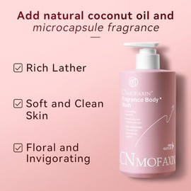 Brightening Coconut Body Wash 480ml, Moisturising Shower Gel for Dry & Sensitive Skin, Hydrating Body Cleanser with Natural Coconut Oil, Refreshing Scent, Daily Use for Men & Women