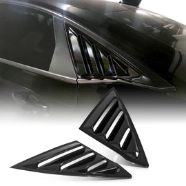 IKON MOTORSPORTS, Side Window Louver Compatible with 2022-2025 Honda Civic 11th Gen 4-Door Sedan, 2PCS Side Quarter Window Louver Scoops Unpainted Black IKON Style PC - Polycarbonate