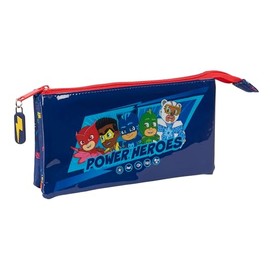 Safta PJMASKS Ready – Triple Pencil Case, Children's Pencil Case, Ideal for School-Age Children, Comfortable and Versatile, Quality and Resistance, 22 x 3 x 12 cm, Navy Blue, Navy, Estándar, Casual