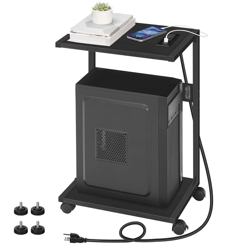 HOOBRO Computer Tower Stand, PC Stand with Charging Station, 2-Tier