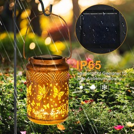 Butterfly Solar Lanterns for Outdoors, Waterproof Metal Hanging Lights for Garden, Patio - Perfect Birthday and Garden Gifts for Women, Moms & Grandmothers
