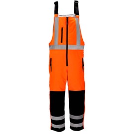 RefrigiWear Men’s HiVis Insulated Softshell High-Bib Overalls, -20°F (-29°C), (XX-Large, Orange)