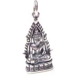 Unisex Sterling Silver Buddha Pendant - Protection Symbol - Good Luck, Sterling Silver