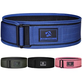 AQF Weight Lifting Belt - 4” Auto Lock Nylon Gym Belt for Functional Training Bodybuilding Powerlifting Deadlift Squat and Weightlifting workout - Lifting Support for Men and Women (S, Blue)