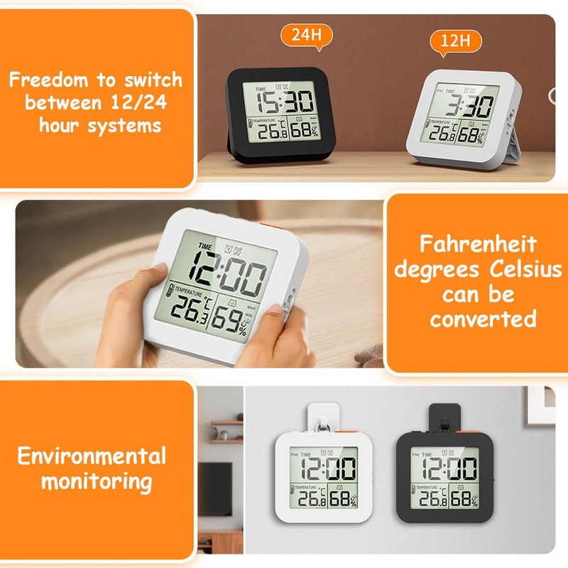 DONGKER Digital Alarm Clock, Intelligent Travel Alarm Clock with Temperature,