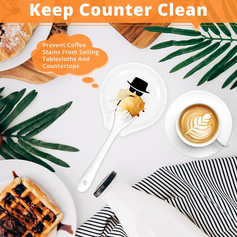 YROVWENQ Funny Kitchen White Ceramic Spoon Rests, Let’s Cook Coffee